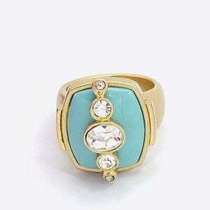 Lia Sophia blue gold tone Swarovski overlay ring